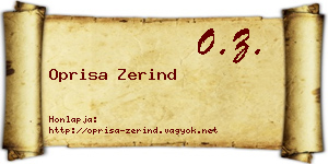 Oprisa Zerind névjegykártya